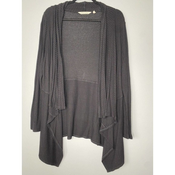 Soft Surrounds Waffle Knit Open Front Cardigan Women's Size S Waterfall Hem - Picture 3 of 6